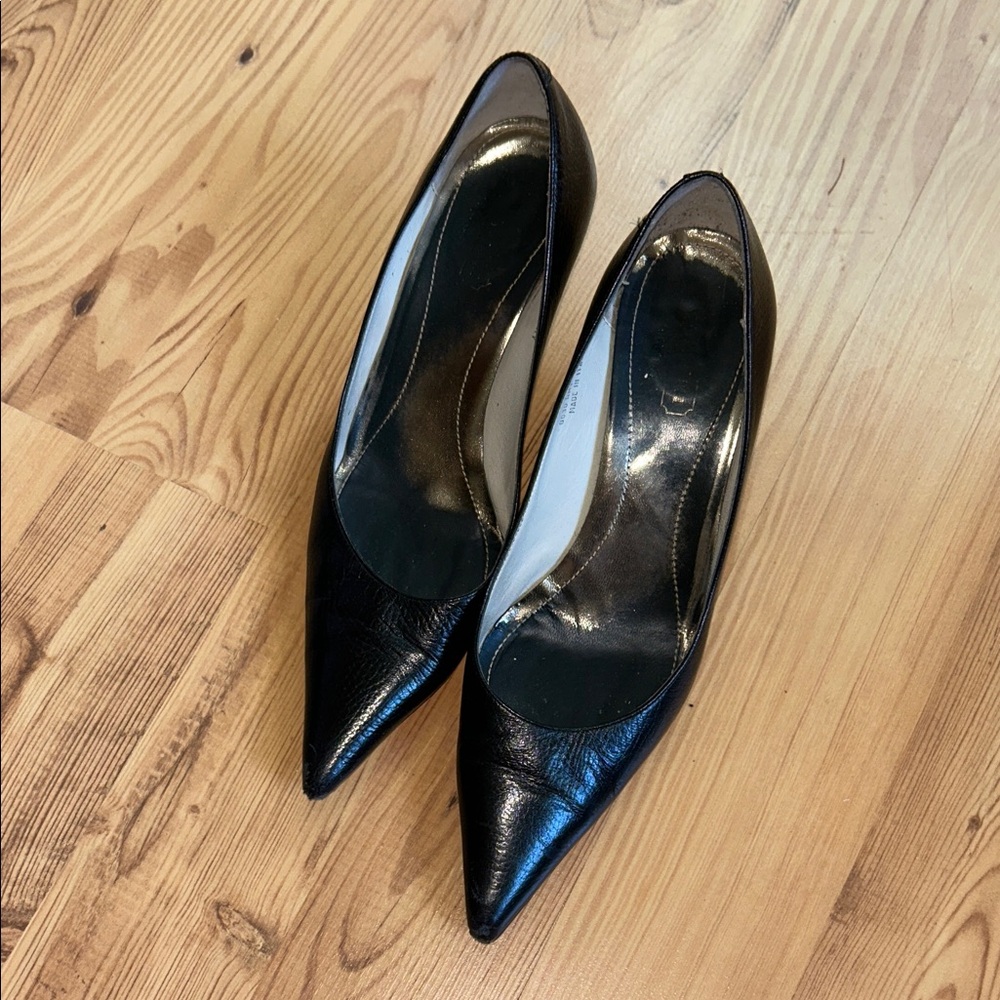 Elegant Coach Leather Black Women's Heels